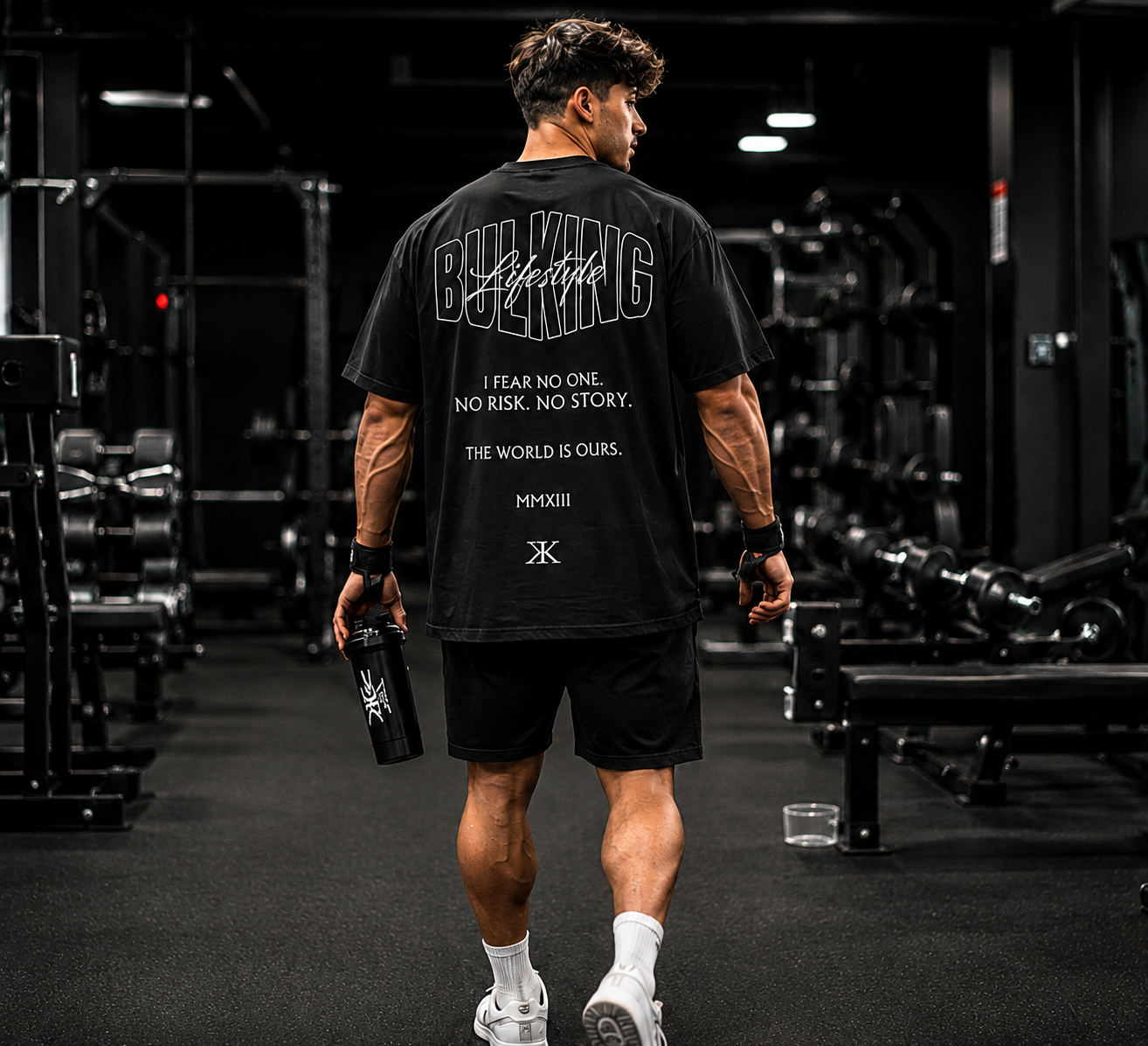 Men's Oversized Black Graphic Gym T-Shirt | Bulking Lifestyle Collection