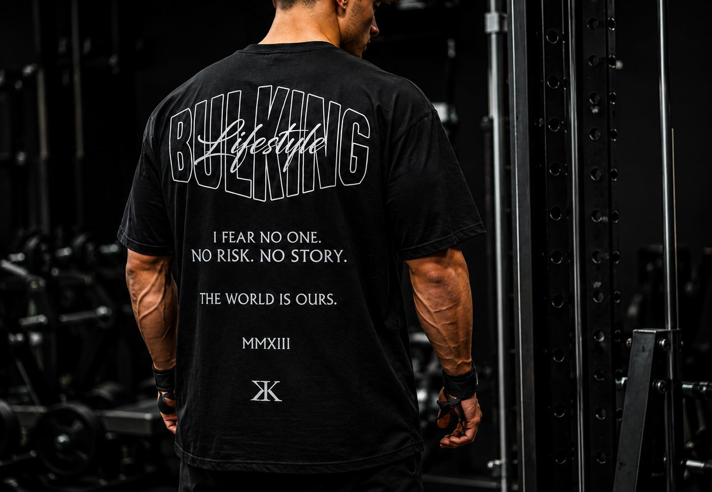 Men's Oversized Black Graphic Gym T-Shirt | Bulking Lifestyle Collection