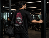 Never Been Better Oversized Gym T-Shirt for Men | Skull Graphic Back Print | Premium Cotton Streetwear Tee | Black | KVLTVR