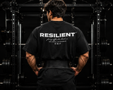 Resilient Oversized Gym T-Shirt for Men | Premium Cotton Motivational Graphic Streetwear Tee | Black | KVLTVR